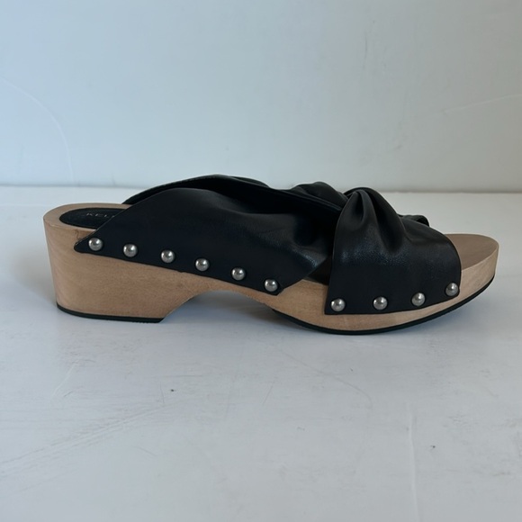 Kelsi Dagger Brooklyn Sprinter black clog slide sandal leather up stud open toe - Picture 15 of 16